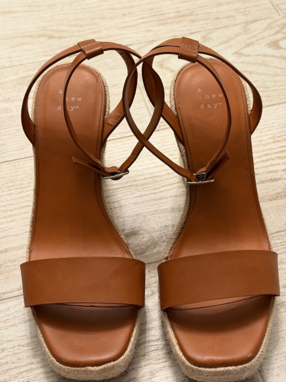 a new day Brown Espadrille Platform Ankle-Strap Sandals